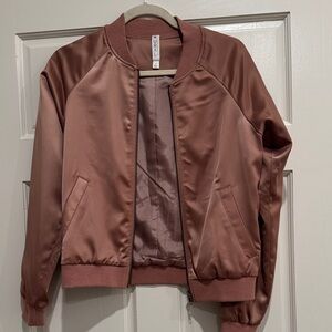 Mural Women's Satin Bomber Jacket - Mauve